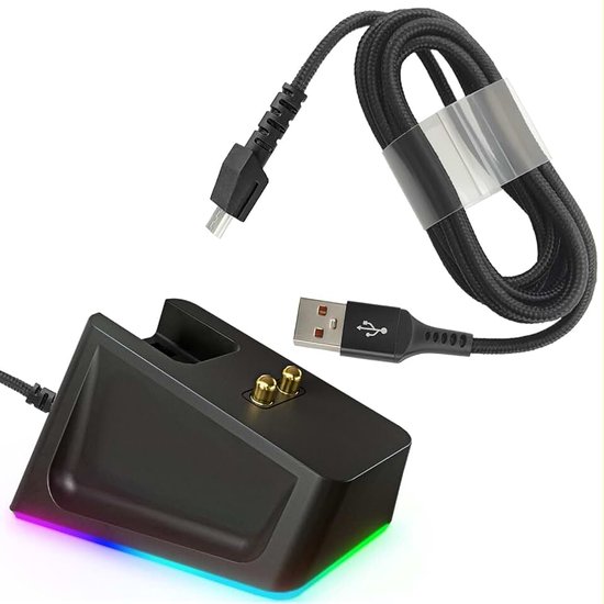 Oplaaddock met 1,5 m USB-oplaadkabel, geschikt voor Razer Naga Pro/DeathAdder/Basilisk/Viper Ultimate gaming-muis, magnetisch dock met laadstatusindicator en antislipsticker
