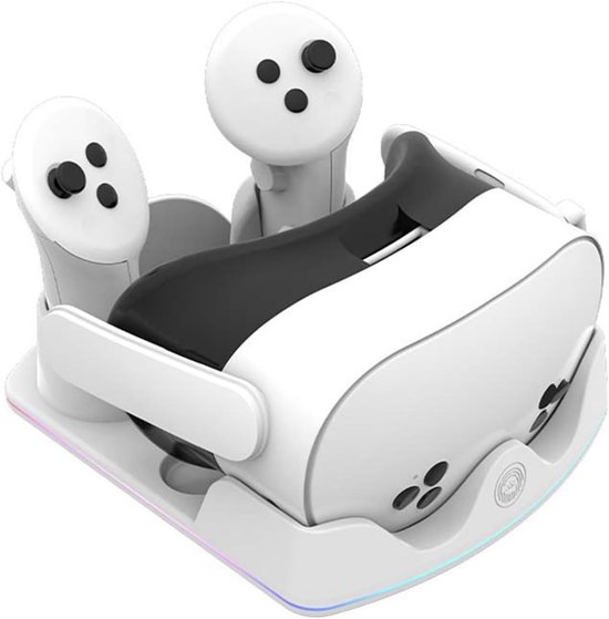 Oplaadstation voor VR-headset met RGB-verlichting, geschikt voor Meta Quest 3S/3/2, ideaal voor gamers en virtual reality gebruikers
