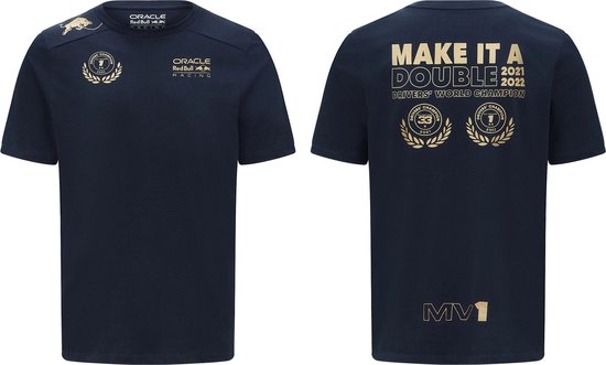 Oracle Red Bull Racing Max Verstappen 2022 World Champion T-shirt-S van Oracle Red Bull Racing