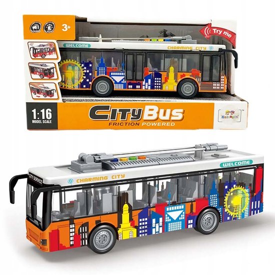 Oranje City Bus Speelgoed met Licht & Geluid - 28cm van Merkloos