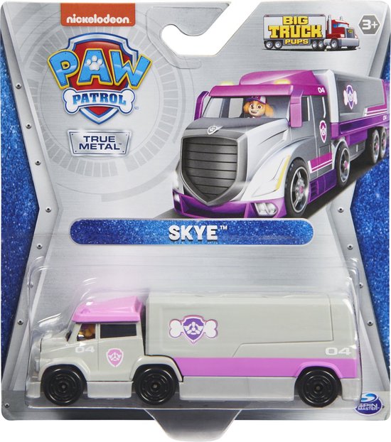 Paw Patrol Big Truck Pups True Metal Skye - gegoten vrachtwagen - schaal 1:55 - 14 cm groot voertuig van Merkloos
