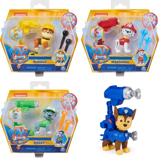 PAW Patrol De Film Actiefiguur met Rugzak - Clip en 2 Projectielen - stijlen kunnen variëren van PAW Patrol