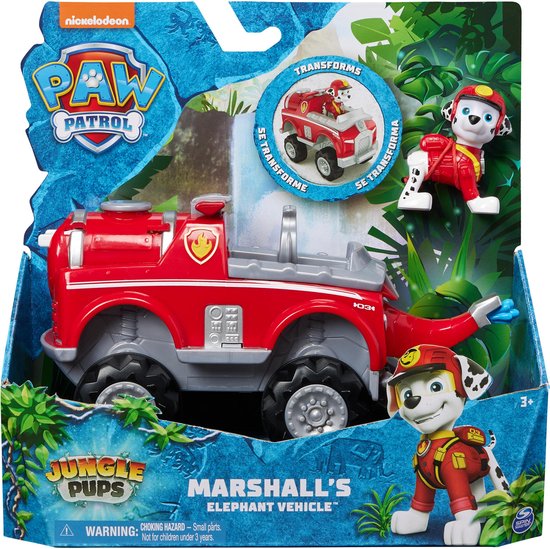 PAW Patrol Jungle Pups - Marshall’s Olifant-voertuig - speelgoedauto met speelfiguur van PAW Patrol