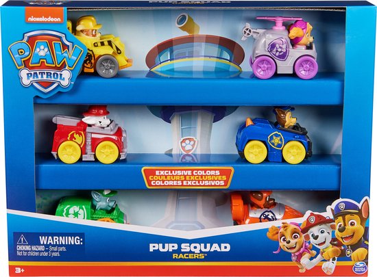 PAW Patrol Pup Squad - Cadeauset met 6 Racers - speelgoedautos van Merkloos