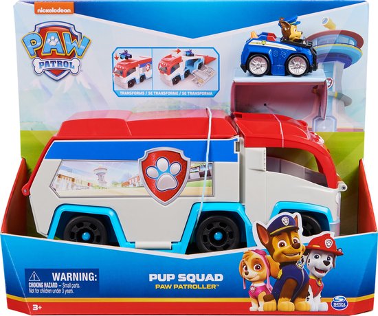PAW Patrol - Pup Squad Patroller-teamvoertuig - Speelgoedauto met Chase-speelfiguur van PAW Patrol
