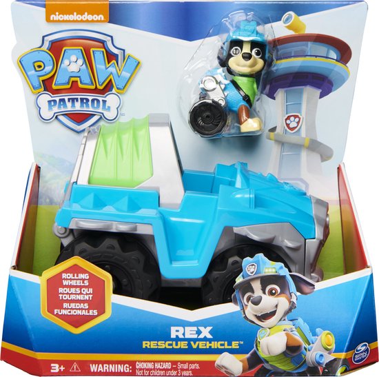 PAW Patrol - Rex's Dinosaur-voertuig - speelgoedauto met speelfiguur van PAW Patrol