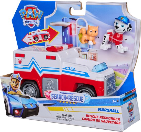 PAW Patrol - Search & Rescue - Marshall's Reddingsvoertuig met 2 figuren & terugtrekfunctie - Speelgoedvoertuigen van Merkloos
