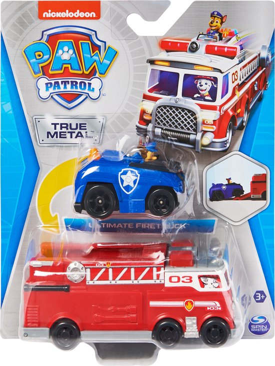 PAW Patrol True Metal Brandweerauto - Gegoten teamvoertuig met Chase-speelgoedvoertuig - schaal 1:55 van PAW Patrol