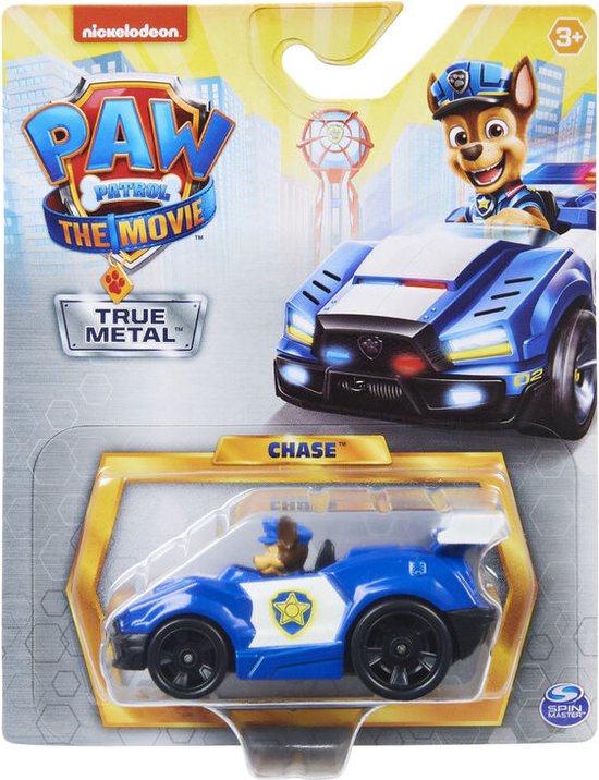 Paw Patrol voertuig die-cast auto Chase Politieauto - 7 cm van PAW Patrol