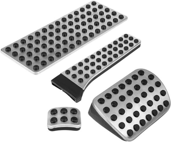 Pedaal Antislip Set - Rem Pedaal Covers - Veiliger Rijden - Verhoogt Pedaal Contact - 4 stuks - Zilver Zwart