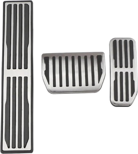 Pedaal Bekleding Set - Auto Accessoires - Verbeterde Grip - Roestvrij Staal - AT MT - Zilver Zwart
