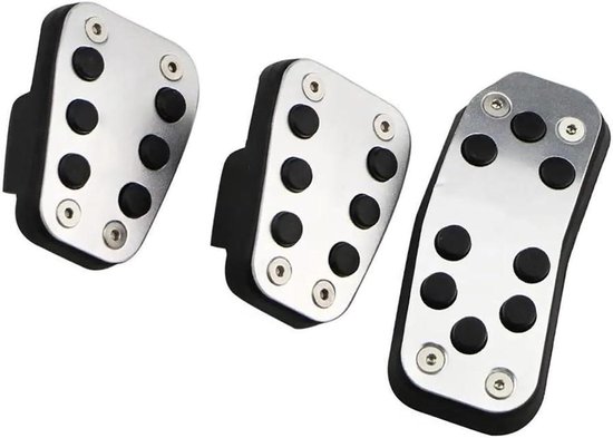 Pedaal Cover Set - Auto Interieur - Verbeterde Grip - Antislip Rubber - Aluminium Legering - Zilver Zwart