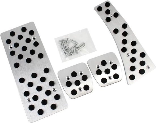 Pedaal Cover Set - Auto Pedaalhoezen - Verbeter Rijervaring - Antislip Aluminium - 3 of 4 Delig - Zilver