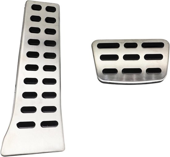Pedaal Cover Set - Pedaalhoezen Antislip - Verbeteren Rijcomfort - Roestvrij Staal Rubber - AT - Zilver