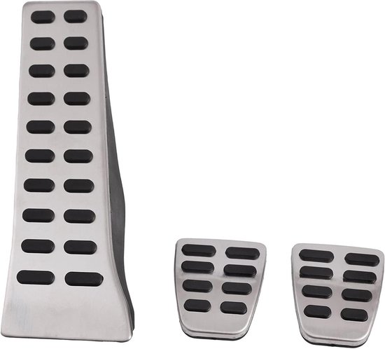 Pedaal Covers - Antislip Pedalen - Handgeschakelde Auto - Roestvrij Staal - 3 Delig - Zilver van Merkloos