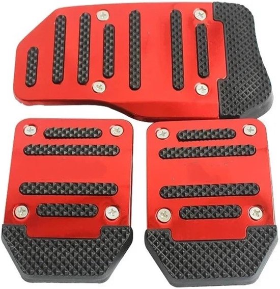 Pedaal Covers - Antislip Set - Veilig Rijden - Universele Pasvorm - 3 Delig - Rood/Blauw/Zilver