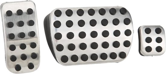 Pedaal Covers - Auto Accessoires - Veiliger Rijden - Antislip Rubber - 3 Delig - Zilver