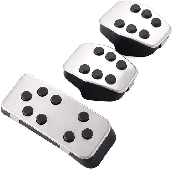 Pedaal Covers - Auto Accessoires - Verbeterde Grip - Antislip Oppervlak - 3 Stuks Set - Zilver