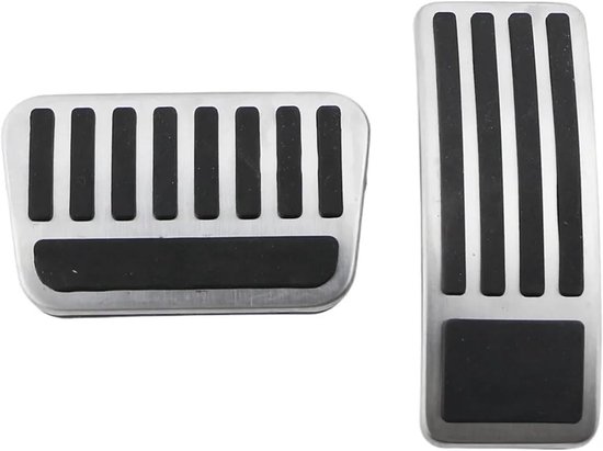 Pedaal Covers - Auto Interieur - Verbeter Rijden - Roestvrij Staal - Set van 2 - Zilver Zwart