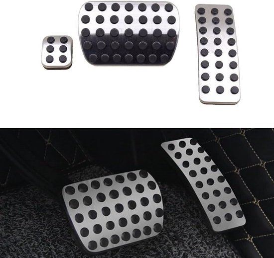 Pedaal Covers - Auto Interieur - Verbeter Rijervaring - Antislip Aluminium - 3 Delig - Zilver