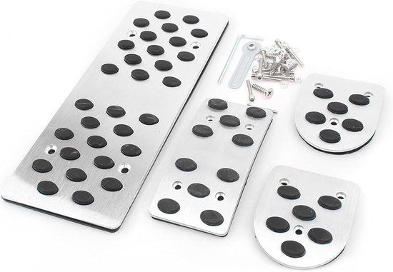 Pedaal Covers - Auto Pedaal - Verbeterde Grip - Antislip Ontwerp - Set van 4 - Zilver Aluminium