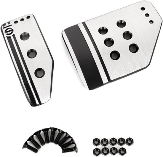 Pedaal Covers - Auto Pedaal - Verbeterde Grip - Antislip Oppervlak - 1x1x1 cm - Zwart/Zilver