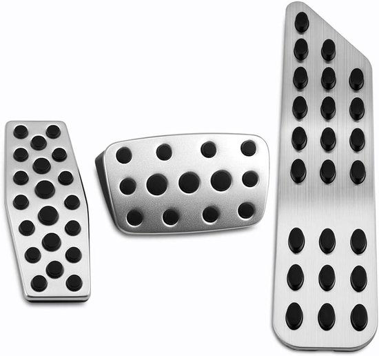 Pedaal Covers - Auto Pedalen - Verbeterde Grip - Aluminium Legering - 3 stuks - Zilver
