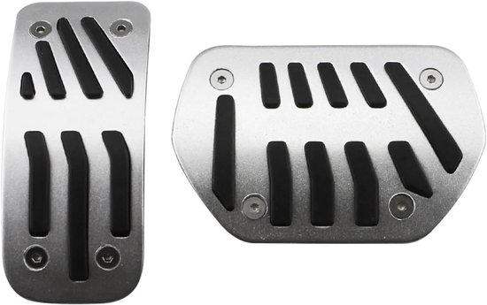Pedaal Covers - Auto Pedalen - Verbeterde Grip - Roestvrij Staal - One Size - Zilver Zwart