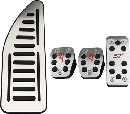 Pedaal Covers - Auto Pedalen - Verbeterde Grip - Set van Drie - Roestvrij Staal - Zilver