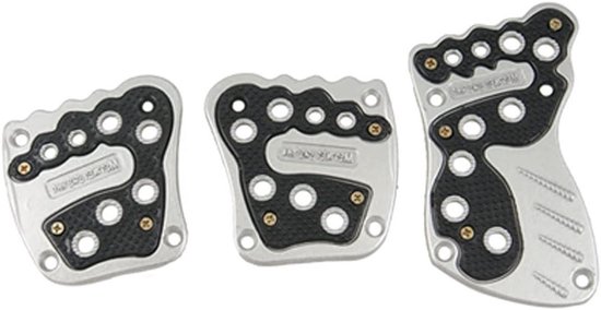 Pedaal Covers - Auto Tuning - Veiliger Rijden - Antislip Ontwerp - 3 Stuks - Zilver Zwart