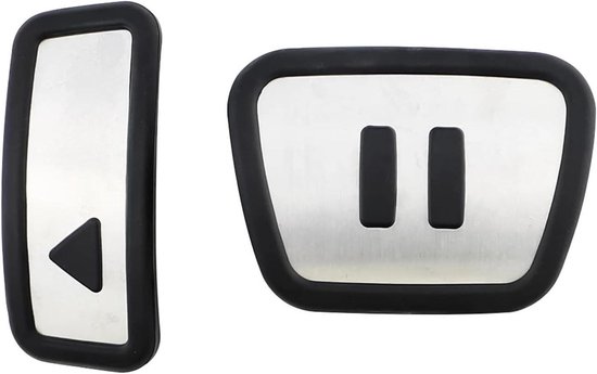 Pedaal Covers Set - Antislip Pads - Veiliger Rijden - Roestvrij Staal - AT Set - Zilver Zwart