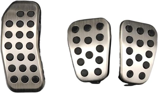 Pedaal Covers Set - Auto Interieur - Verbeter Rijcomfort - Antislip Rubber - 3 Stuks - Zilver