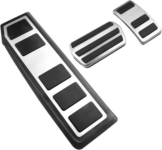 Pedaal Covers Set - Auto Interieur - Verbeterde Grip - Antislip Oppervlak - 3 Stuks - Zilver