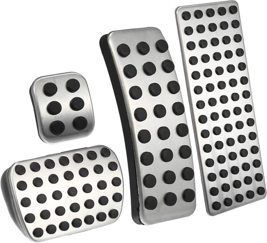 Pedaal Covers Set - Auto Interieur - Verbeterde Grip - Duurzaam Metaal Rubber - 4 Stuks - Zilver Zwart