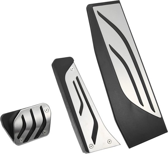 Pedaal Covers Set - Auto Pedaalhoezen - Verbeter Rijervaring - Antislip Rubber Ontwerp - 3 Stuks - Zilver Zwart van Merkloos