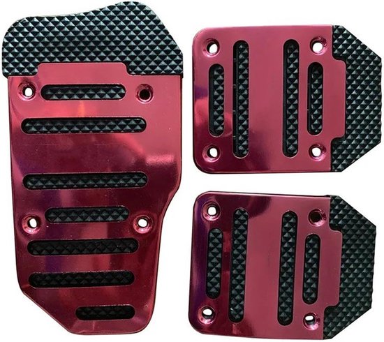 Pedaal Covers Set - Auto Pedaalhoezen - Verbeterde Controle - Antislip Aluminium - 3 Stuks - Rood