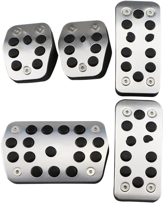 Pedaal Covers Set - Auto Pedalen - Veiliger Rijden - Antislip Rubber - AT Model - Zwart Zilver