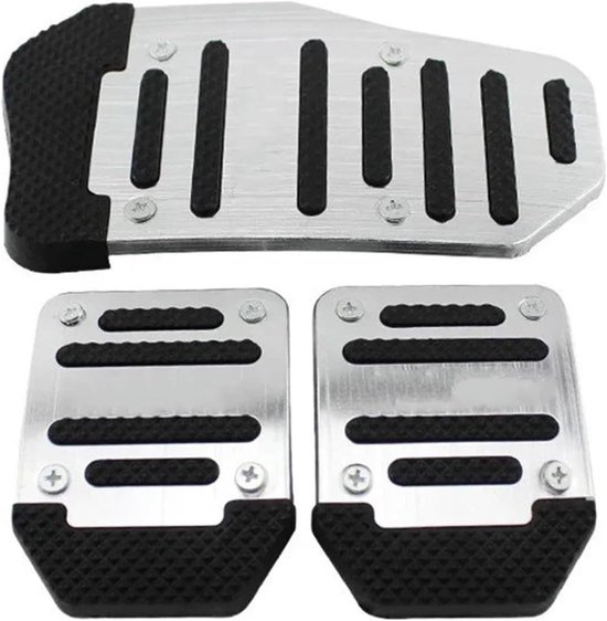 Pedaal Covers Set - Auto Pedalen - Verbeterde Grip - Antislip Ontwerp - 3 Delig - Zilver