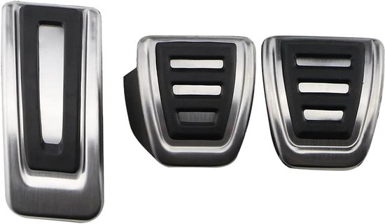 Pedaal Covers Set - Auto Pedalen - Verbeterde Grip - Roestvrij Staal - 3 Stuks - Zwart Zilver