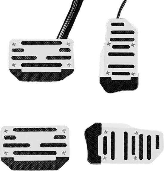Pedaal Covers Set - Pedaalhoezen Auto - Verbeteren Grip - Universele Pasvorm - Automatische Transmissie - Zilver