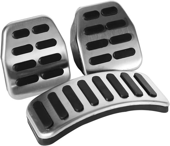 Pedaal Covers Set - Pedalen Set Auto - Verbeter Rijcomfort - Antislip Oppervlak - 3 Stuks - Zilver
