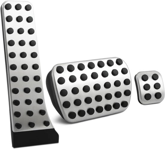 Pedaal Covers Set - Rem Gas - Verbeterde Grip - Antislip Rubber - 3 Delig - Zwart Zilver van Merkloos