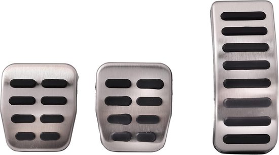 Pedaal Covers Set - Voetsteun Afdekplaten - Auto Interieur Tuning - Antislip Geborsteld Staal - 3 Delig - Zilver