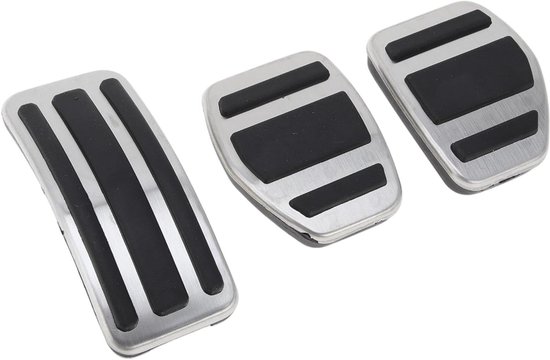 Pedaal Covers Set - Voetsteun Pedaal - Veiliger Rijden - Anti-slip Rubber - 3 Delig - Zilver