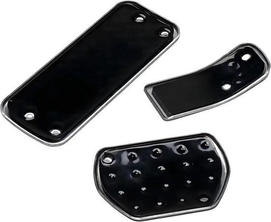 Pedaal Covers - Voetsteun Platen - Verbeter Rijervaring - Antislip Rubber - 3 Stuks - Zilver Zwart