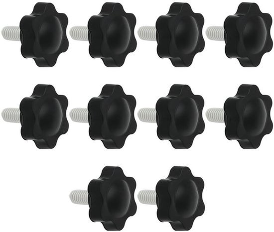 Pedaal Vergrendeling Schroeven - M6x14mm - Vaste Schroeven - Pruimenbloesem - Handmatig Aangedraaide Schroef - Geschikt voor Gaming Sturen - Zwart - 10 stuks. van Merkloos