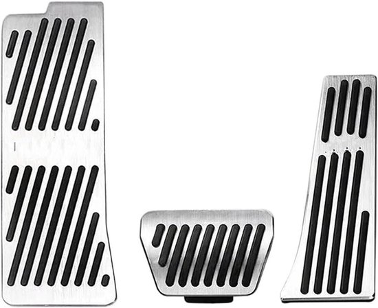 Pedaalbekledingset Auto - Antislip Gasrem - Veilig Rijden - Roestvrij Staal - 3 Stuks - Zilver