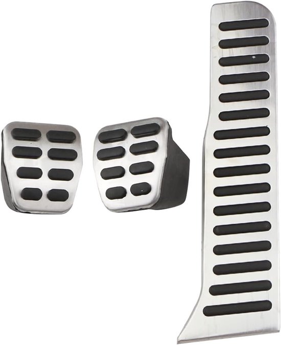 Pedaalbekledingset Auto - Gas Rem Pedaal - Verbeter Rijervaring - Antislip Oppervlak - 3 Stuks - Zilver