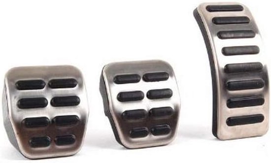 Pedaaldoppen Set - Sport Pedalen - Handgeschakelde Auto - Roestvrij Staal Anti-slip - 3 Delig - Zilver