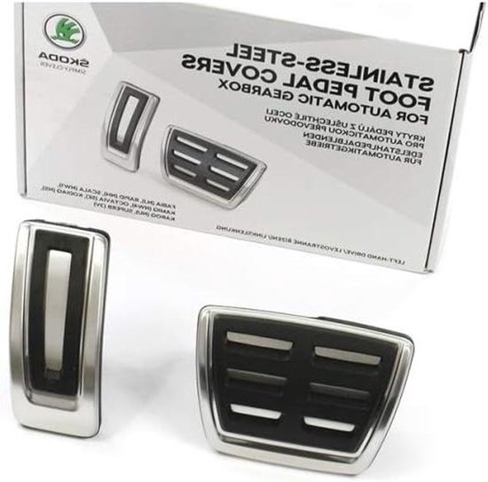 Pedaaldoppen Set - Sportpedalen Automatisch - Auto Interieur Tuning - Roestvrij Staal Geborsteld - 2-delig - Chroom Zwart van Merkloos
